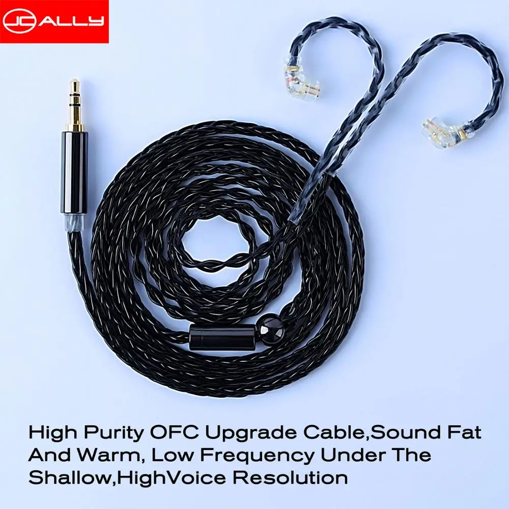 Кабель для наушников FENGRU DIY черный JC08 5N OFC 8 Share 200 ядер Shure SE215 IE80 KZ ZST ZSN Pro ZS10