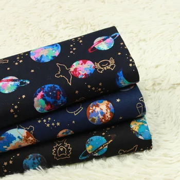 

Cartoon Planet, space, starry sky rocket Sewing cotton fabric DIY Handmade Material Sewing Fabric Patchwork 110*45cm
