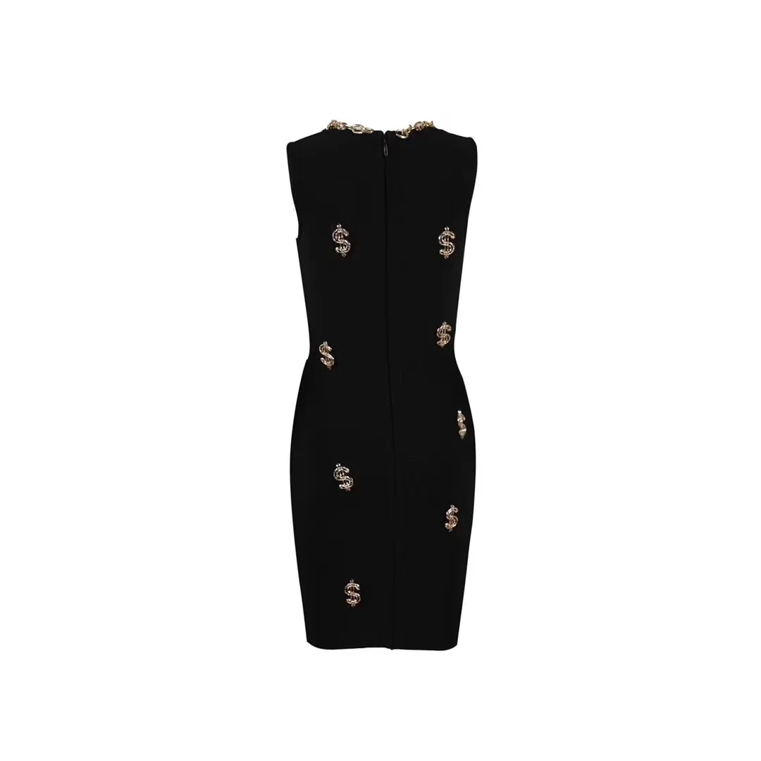 Высококачественное сексуальное черное летнее Бандажное платье с круглым вырезом дизайнерское модное вечернее платье Vestido