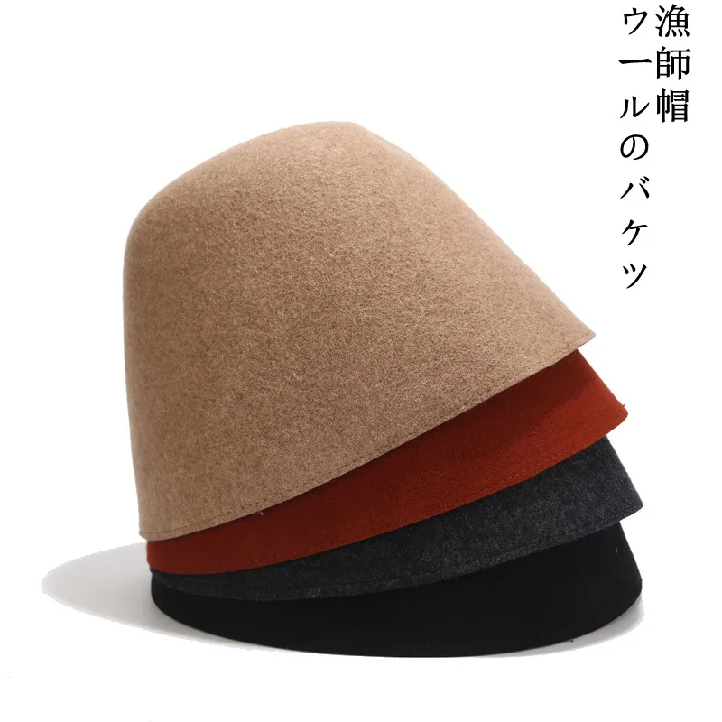 

Vintage Bucket Hat Cap Women Men Winter Wool Fisherman Panama Men Hip Hop Caps Casual Men Fashion Caps Flat Woman's Hats