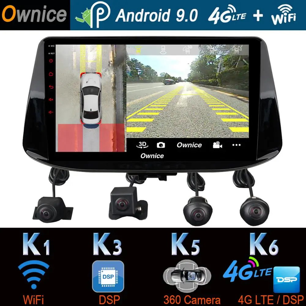 Автомобильный мультимедийный плеер 1DIN 360 ° Android 9 0 8 ядер 4 Гб + 64 ГБ GPS радио CarPlay SPDIF