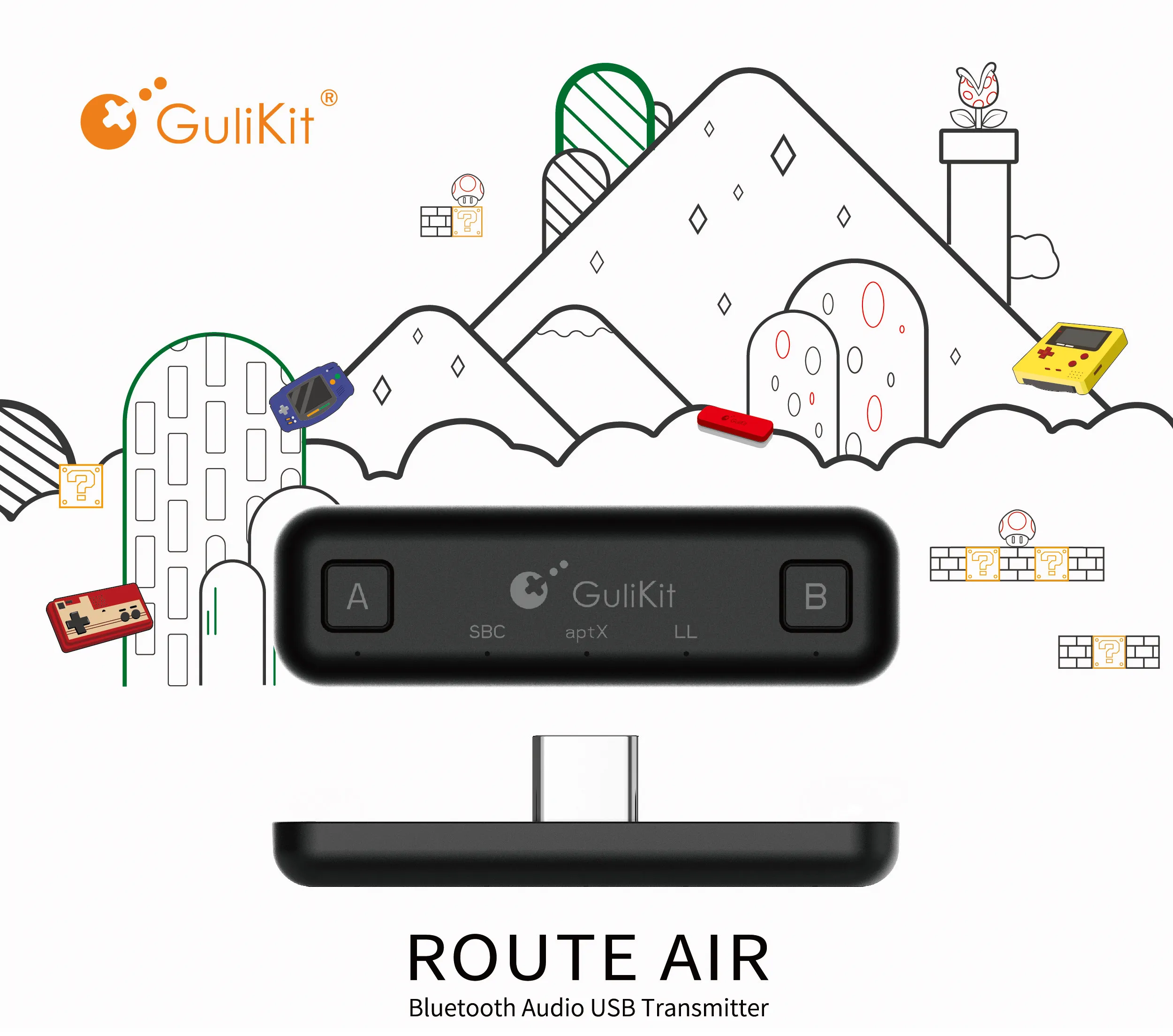 GuliKit NS07 самолетам Bluetooth USB аудио передатчик Тип C трансивер Беспроводной адаптер