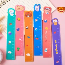 6 pçs bonito animal de estimação série régua macia governantes papelaria bookmark medição desenho régua dobrável para a escola escritório supplie