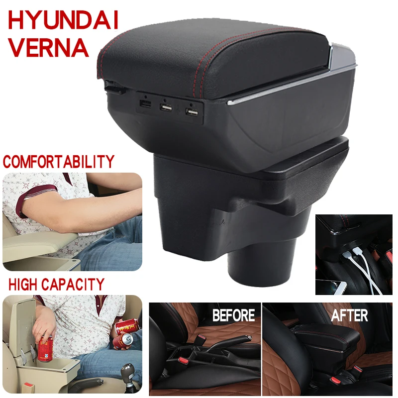 Подлокотник для Hyundai Verna до и из искусственной кожи центральный контейнер коробка для хранения аксессуары для автомобиля
