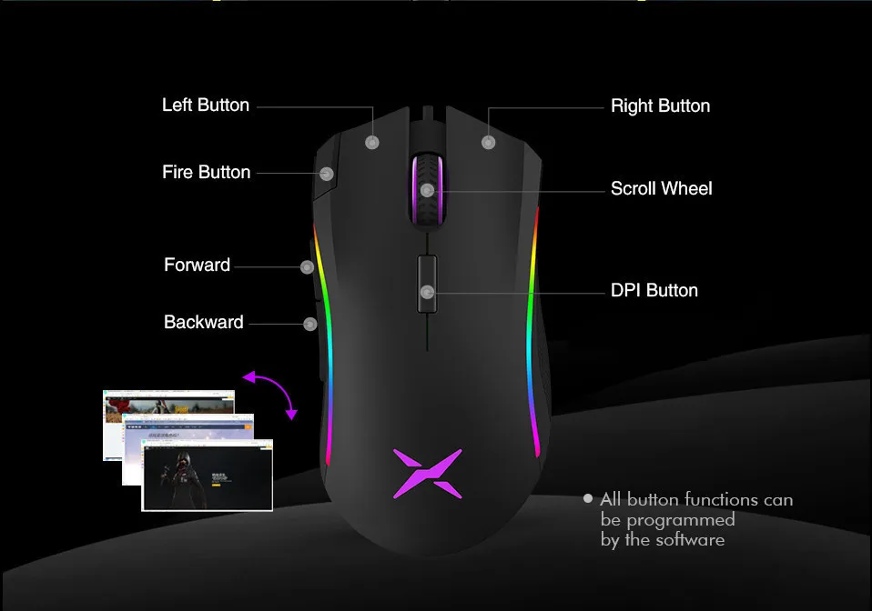 Delux M625 A3050 игровая мышь RGB подсветка 7 кнопок 4000 dpi геймер Mause эргономичная оптическая компьютерная мышь для ноутбука PC Gamer