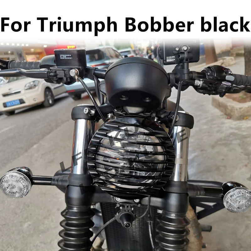 Black Shallow Cut Headlight Grill Cover For Triumph Bobber black