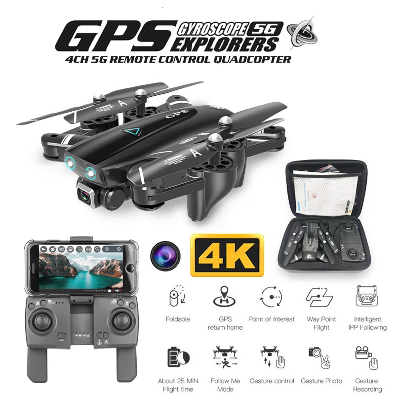 

S167 GPS Drone With Camera 5G RC Quadcopter Drone 4K WIFI FPV Foldable Off-Point Flying Gesture Photos Video Helicopter Toy