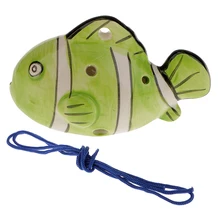 Инструмент в форме рыбы 6 отверстий окарина керамический музыкальный ремешок светло-зеленый