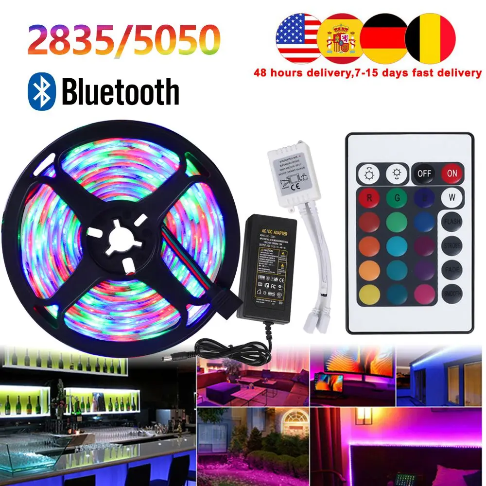 

Bluetooth LED Strip Lights 20M RGB 2835/5050 5050 SMD Flexible Ribbon Waterproof RGB LED Light 5M 10M Tape Diode DC 12V Control