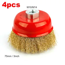 4 шт. 3 дюймов угловая шлифовальная машина полировка колеса чаша-Тип проволочная щетка Стальная проволока колеса электрическая дрель шлифовальная мельница для ногтей для удаления ржавчины инструмент