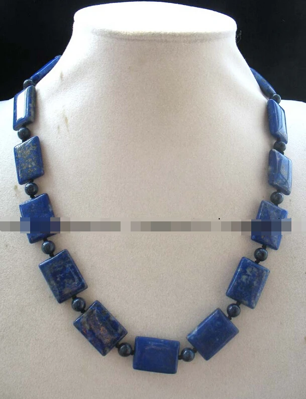 N1985 lapis lazuli rectangle round necklace 19&quot | Украшения и аксессуары