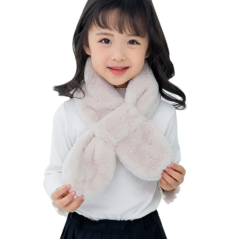 Детская одежда для девочек, шарф с Плюшевым Мехом шарф с декоративным бантом Цвет крест воротник с отложным воротником теплые для зимы