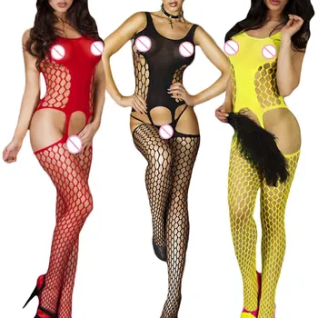

Women's Lingerie Hot Sexy Costumes Dragon Pattern Transparent Stocking Bodystockings Open Crotch Women Teddies Dress