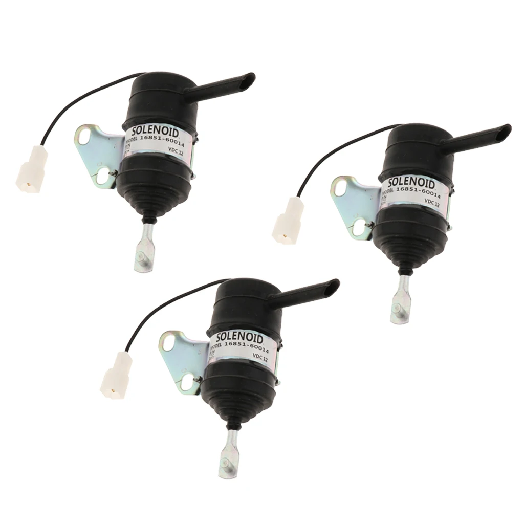 MagiDeal 3 x 16851-60014 Fuel Shut Off Solenoid for Kubota Tractor Excavator
