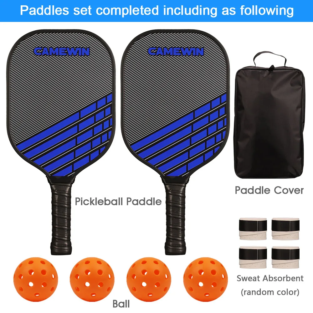 Pickleball Racket Set Carbon Fiber Composition PE Honeycomb Core (2 Pickleball Paddles+4 Balls+4 Sweat absorbent+1 Cover bag）