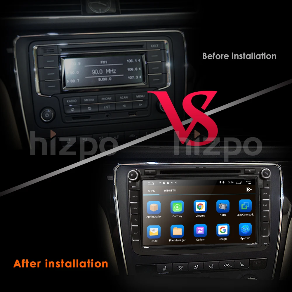 Discount Android 9.0 HD1024*600 CarDVD Player Radio For VW Polo Jetta Tiguan passat b6 cc fabia 4GWIFI GPS Navigation HeadUnit 2din 2GRAM 5