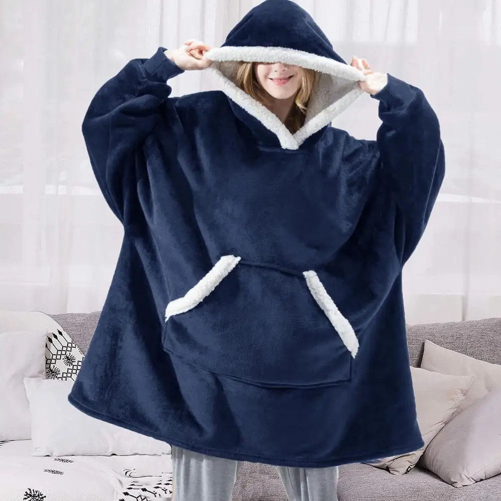 Warm Oversized Fleece Blanket Hoodie-3