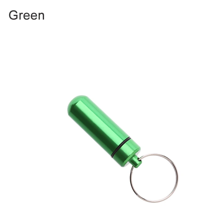 Green 1 шт. Портативный Красочный алюминиевый капсульный чехол для таблеток водонепроницаемый брелок контейнер для ключей украшения для путешествий на открытом воздухе мини аптечка - Цвет: Green