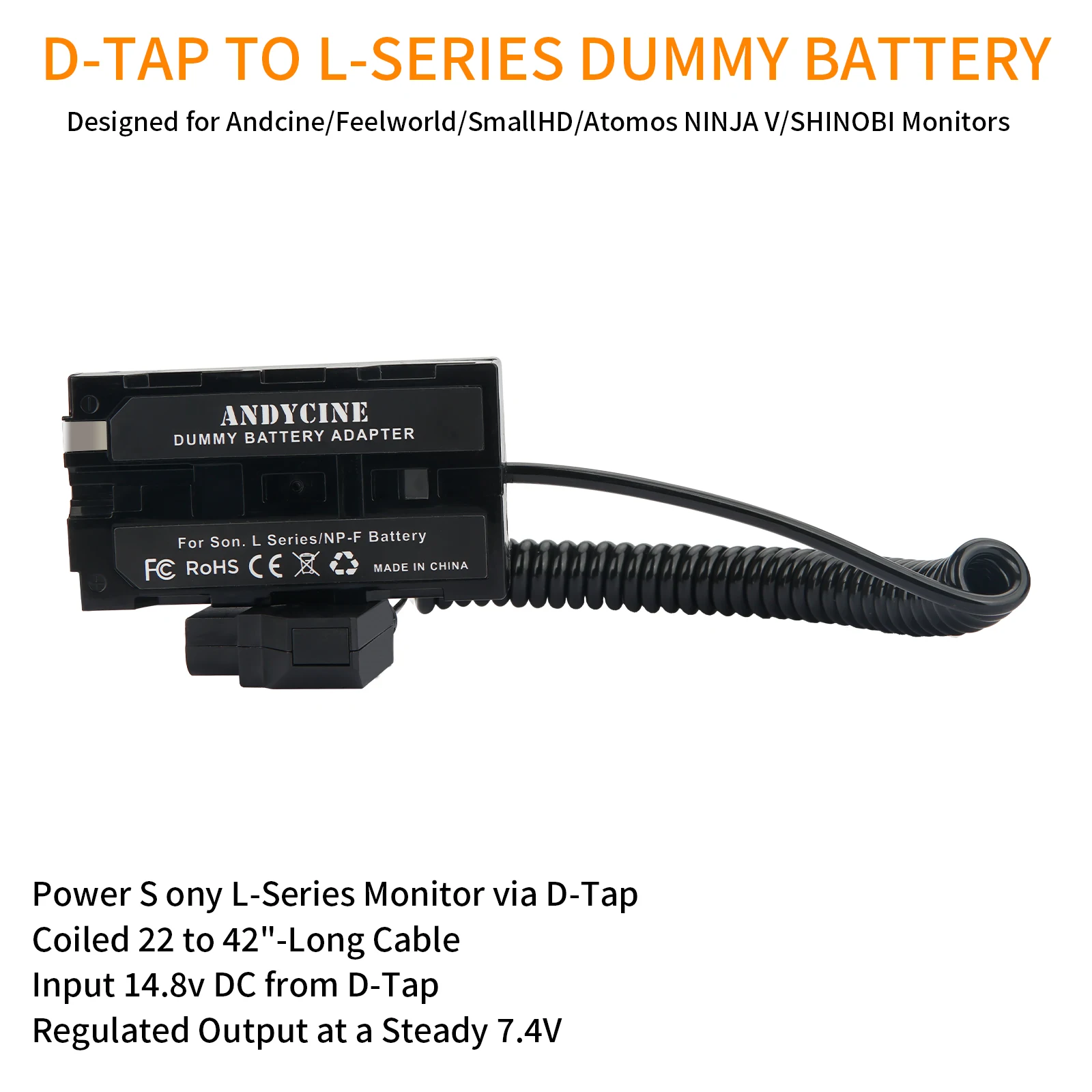 L-series para D-tap Adaptador de Alimentação para Monitor F970 para Dtap Andycine Sony Manequim Bateria F550 F570 Np-f Enrolado Cabo - Câmera np - Image 2