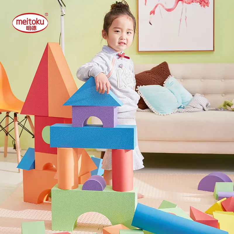 

Meitoku Children Foam Building Blocks Large Size Software Sponge Fight Inserted Large Pieces-Children Early Childhood Educationa