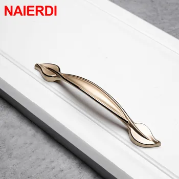 NAIERDI European Cabinet Handles Gold Zinc Alloy Kitchen Cupboard Pulls Drawer Knobs Furniture Handle Hardware