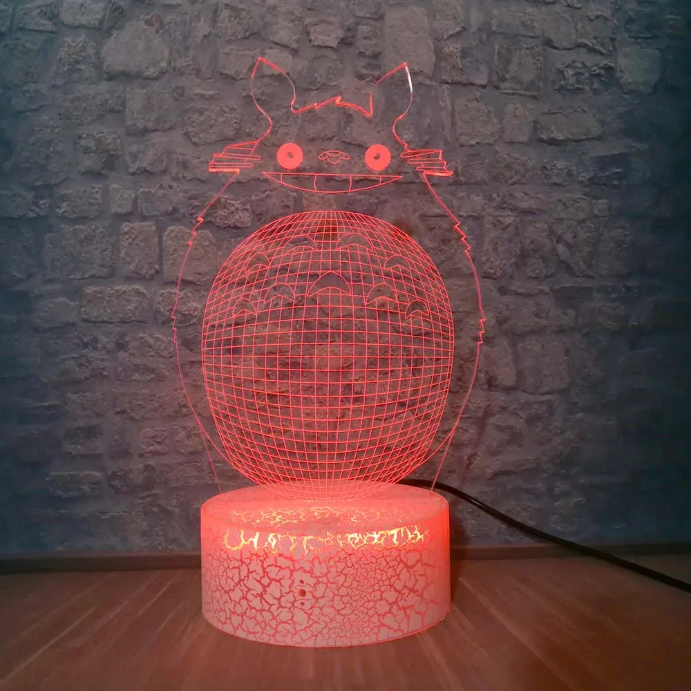 Каваи мультфильм Тоторо лампа перезаряжаемая настольная 3D Led прикроватный