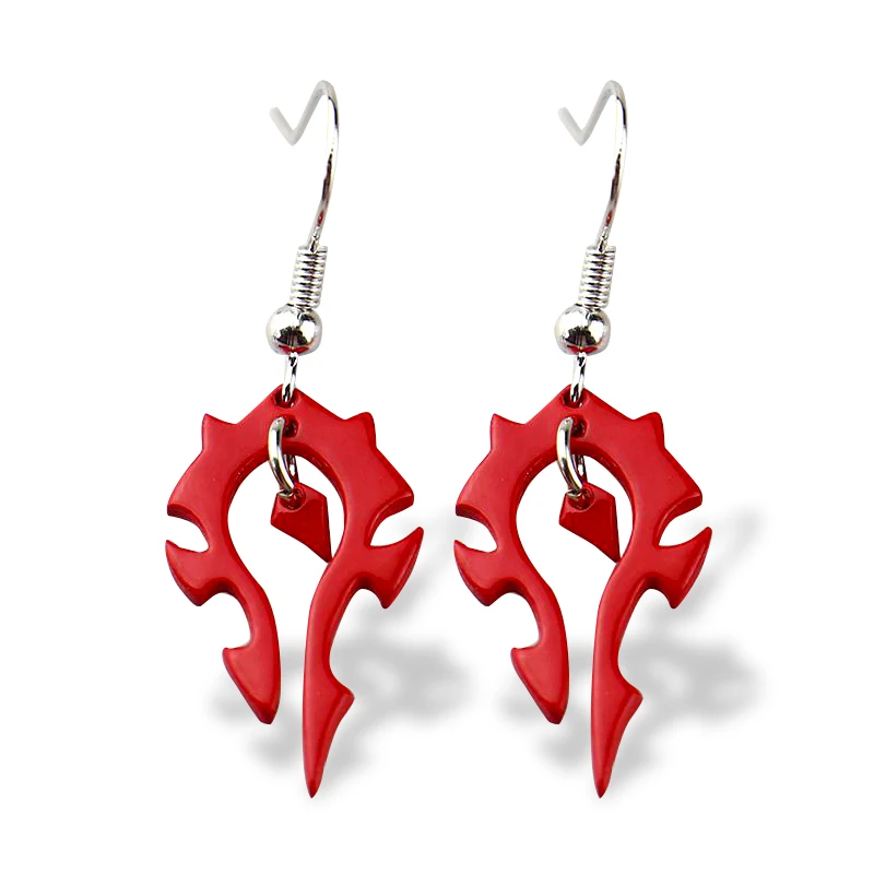 New World Of Horde Orecchini Pendenti The Horde Symble Game/Movie Punk Jewelry Wow Orecchini In Smalto Rosso