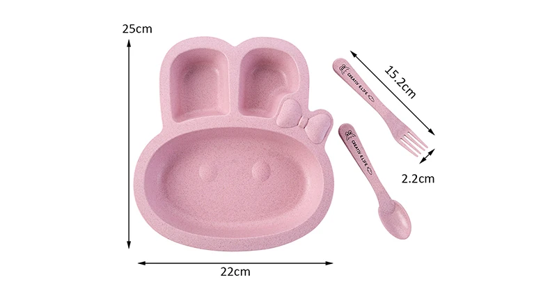 TUUTH Cute Children Tableware Set Rabbit Airplane Shape Dishes 3 Sets of Plates Fork Spoon Dinner Plates for Child Baby B1