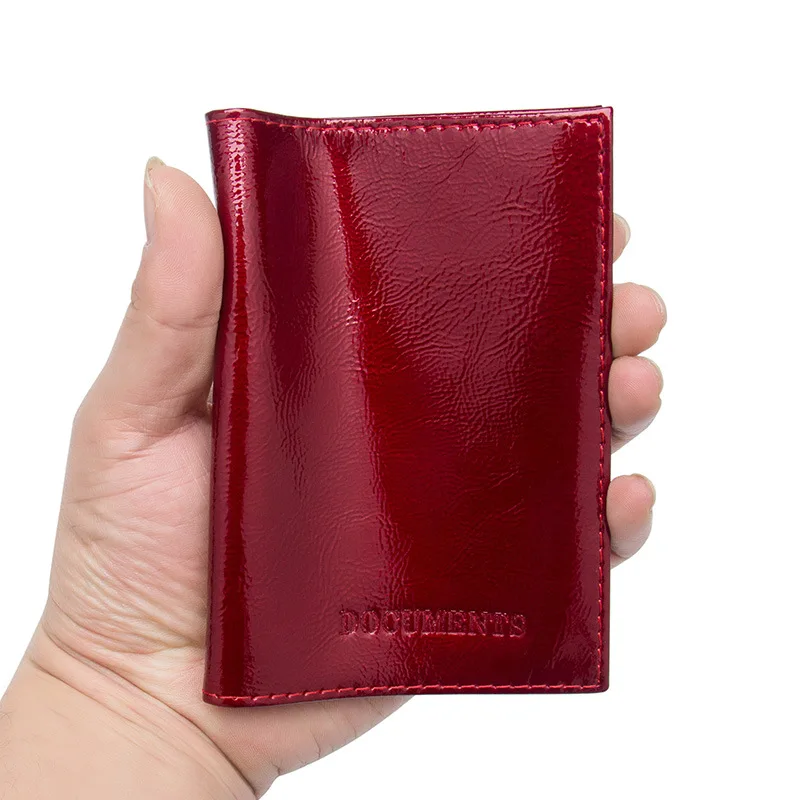 Дорожный чехол из натуральной воловьей кожи для паспорта женский мужской держатель для кредитных карт водительский лицензионный кошелек-органайзер Однотонный черный красный