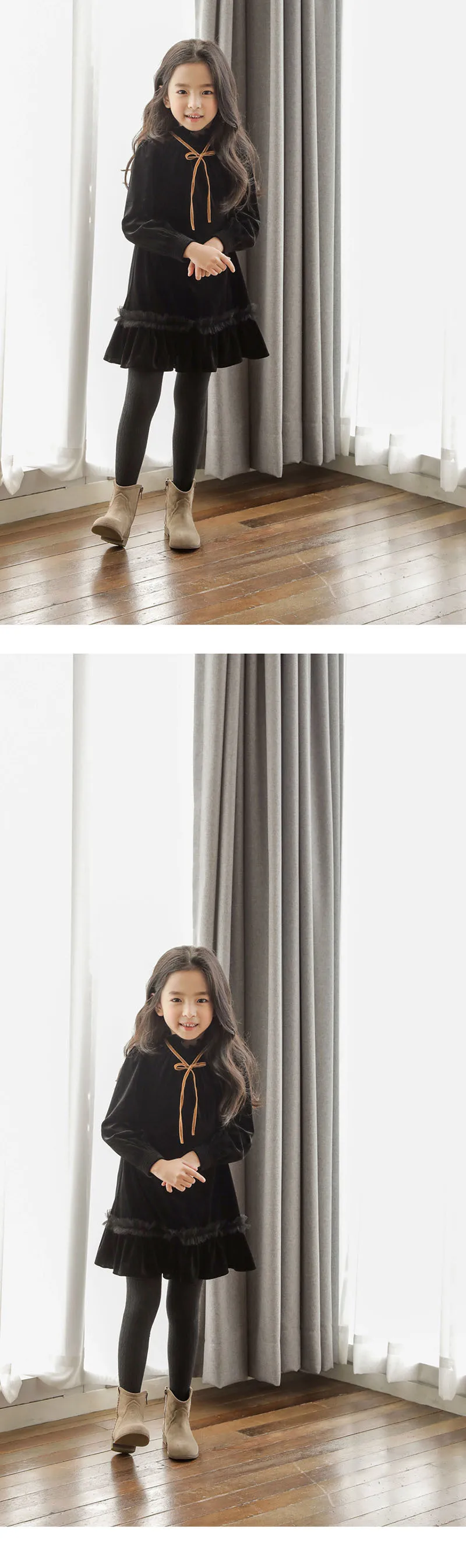 Fleece Big Girl Autumn Winter Dress Teens Kids New Arrival 2019 Dresses Black Children Ruffles Dress Patchwork Christmas Clothes (17)