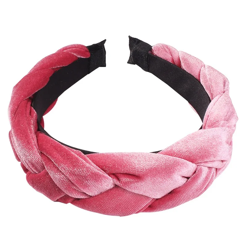 DUOJIAOYAN, евро-Америка, креативная новинка, Женская повязка на голову, твист, вязаная повязка для волос, чистый цвет, золото, бархат, аксессуары для волос, мода для девочек