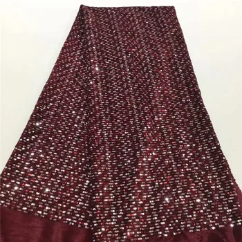 

African Lace Fabric high quality lace With Sequin French Sequins Tulle Lace Fabric For Nigerian Wedding Party dress r82-945