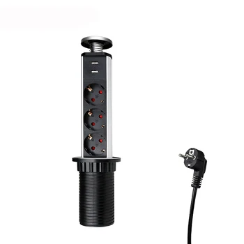 

New Arrival Desktop Sockets 3 Plugs Power Electrical Socket for Kitchen Table Adjustable Power Strips USB Charger Shelf Sockets
