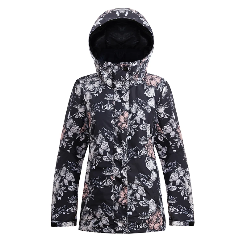 SMN Women Ski Jacket Flower Winter Waterproof Wind Resistant Breathable Snow Coat Snowboard Jacket Outdoor Sport Clothing