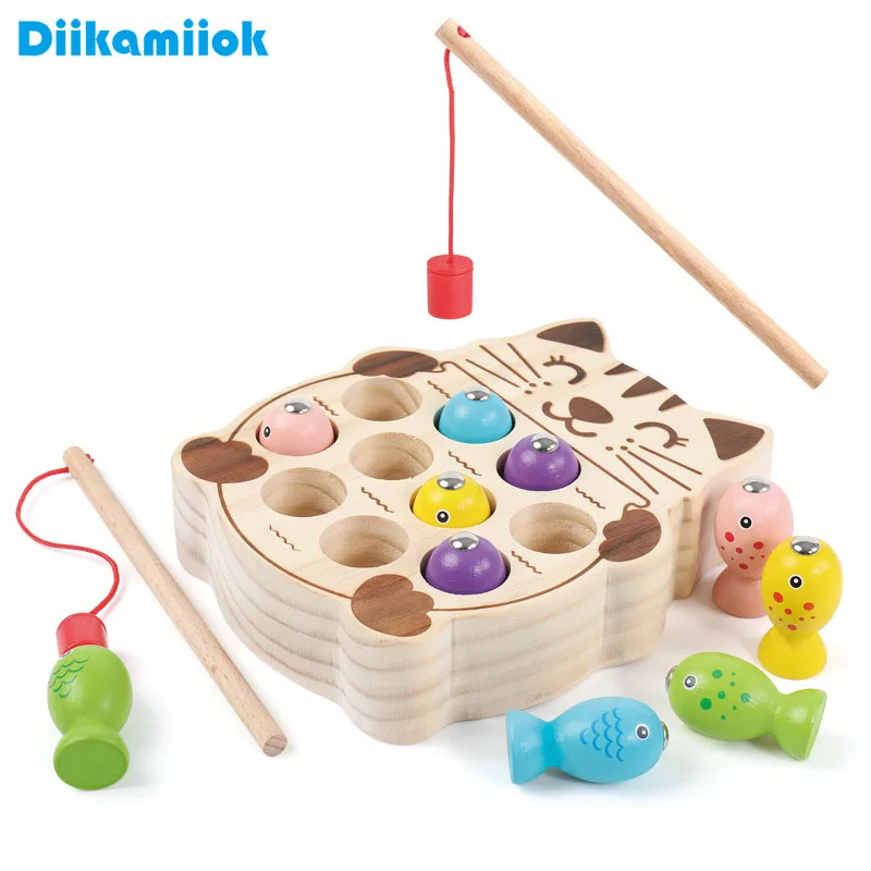 Kids Wooden Montessori Toys Magnetic Kitten Fishing Toys Game Baby Early Educational Puzzle Toys for Children Outdoor Play Set 1 Kids Wooden Montessori Toys Magnetic Kitten Fishing Toys Game Baby Early Educational Puzzle Toys for Children Outdoor Play Set 1