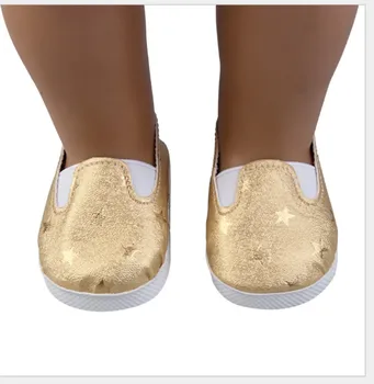 

Doll Accessories 1 Pair Glitter Doll Shoes for 43cm Dolls Five-pointed Star Shoes Fit for 18 Inch American Doll