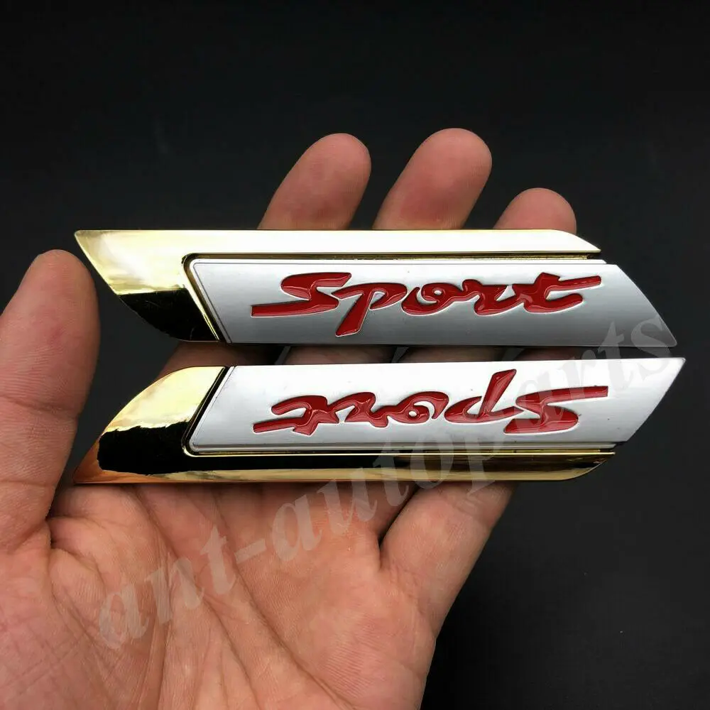 

Gold Metal Sport Racing Turbo Car Fender Emblem Skirts Badge Decals Sticker