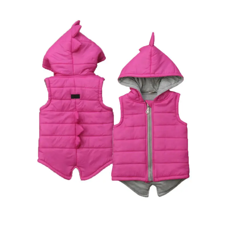 Детская куртка для маленьких девочек; зимнее теплое пальто на молнии с капюшоном и динозавром; жилет; модная детская верхняя одежда; жилет; От 6 месяцев до 7 лет; Лидер продаж