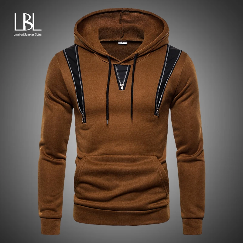 

2019 Side Zipper Hoodies Men Cotton Hooded Sweatshirt Spring Print Sportswear Slim Pullover Tracksuit Hip Hop Streetwear Hoody