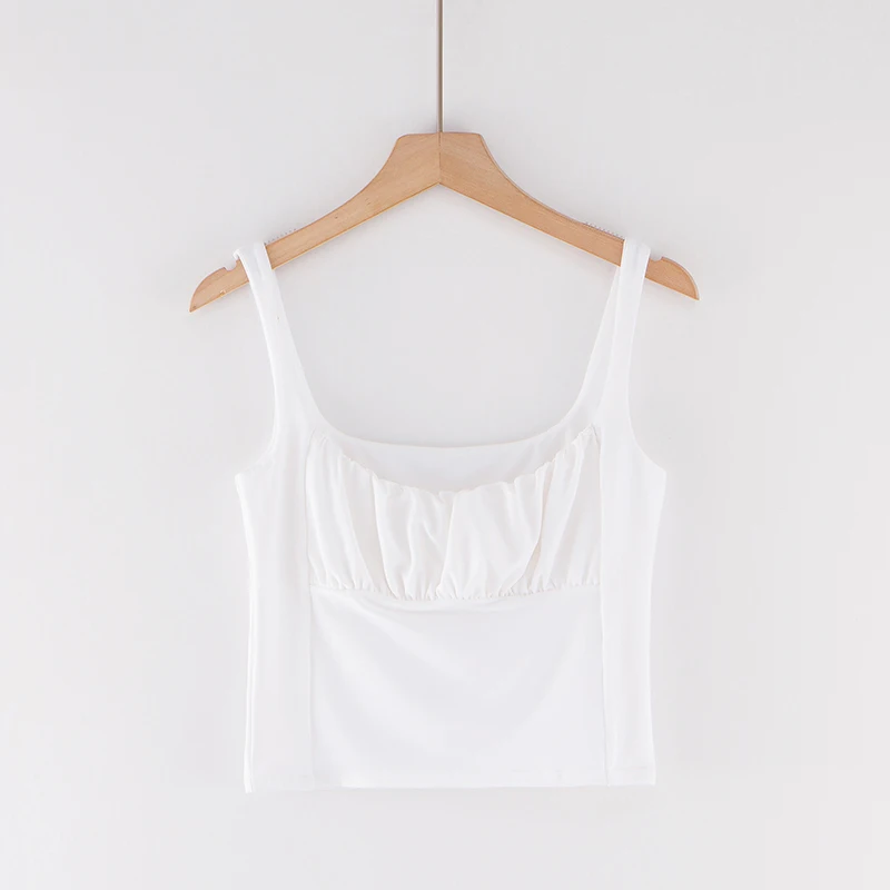 BRADELY MICHELLE модные сексуальные женские короткие топы без рукавов Короткие midriff-baiing fold solid camis - Цвет: White