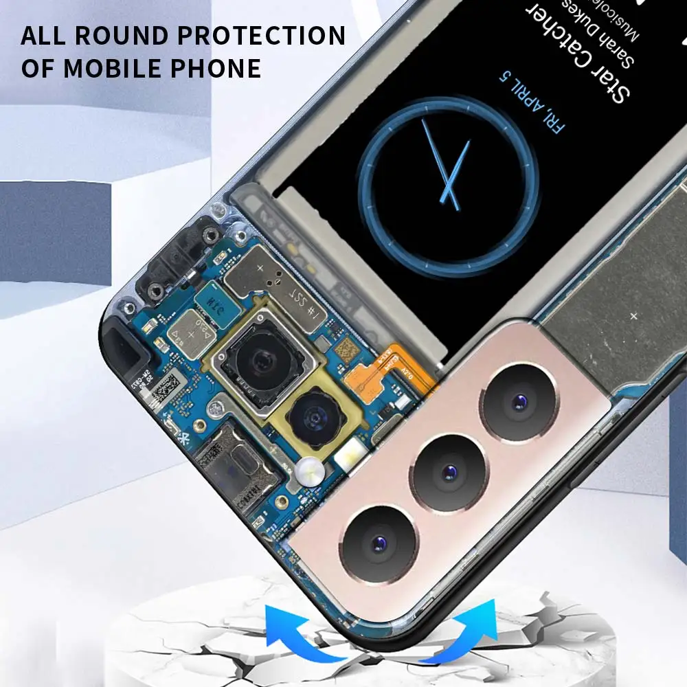 Sleek Silicone Black Phone Cover with Circuit Board Design