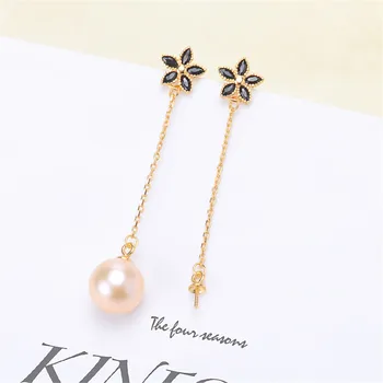 

DIY Pearl Stud Earrings Holder S925 Sterling Silver Earrings Settings Women DIY Earrings Jewelry Findings