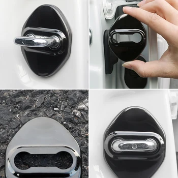 

4PCS Stainless Car Door Lock Buckle Protector Cover Trim Sticker for Toyota C-HR / Prius 2016-2020 / RAV4 2013-2020 accessories