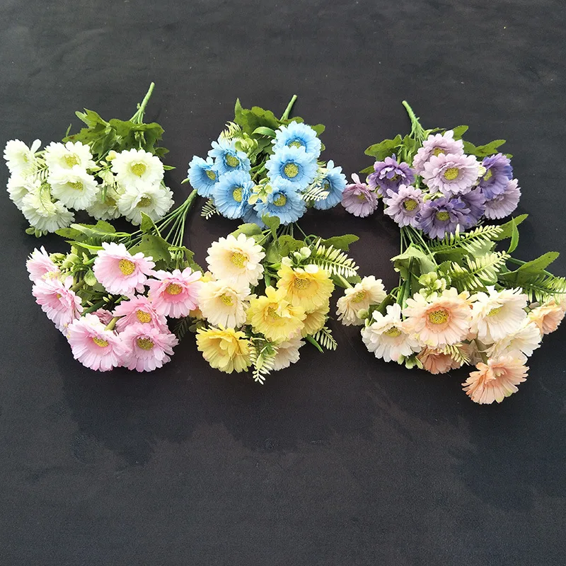 10Head Simulation Gerbera Bunches Home Wedding Decoration Flowers Artificial Flower Set Simulation Plant Pot QW74 (2)