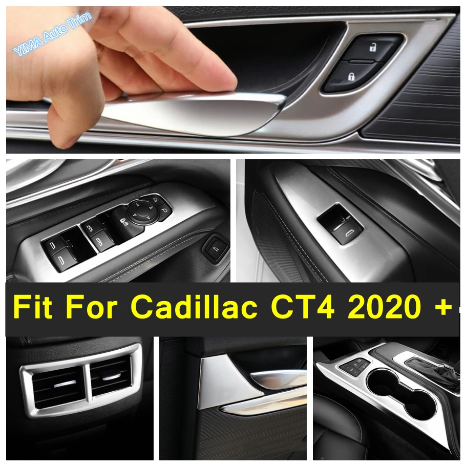 

Silver Car Styling Glass Switch / AC Vent / Door Handle Bowl / Shift Stall Paddles Cup Cover Trim For Cadillac CT4 2020 - 2022