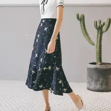 Женские шифоновые юбки средней длины с эластичной талией, летние плиссированные юбки с цветочным принтом, плиссированные юбки для женщин, женские универсальные юбки DV867