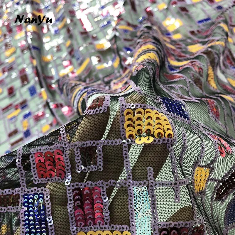 Африканская кружевная ткань новейшая Высококачественная сетчатая французская Тюль органза блестки кружевная ткань для свадебного платья
