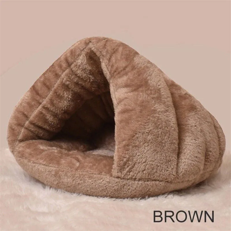Brown Кровать для домашних животных для кошек собак мягкое гнездо питомник кровать пещера домик спальный мешок коврик палатка Домашние животные зимние теплые уютные кровати 2 размера S L 3 цвета - Цвет: Brown