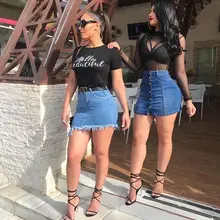 Джинсовая ткань сумка бедра юбка женская летняя чисто синяя мини-юбка женская модная повседневная простая джинсовая юбка с кисточками