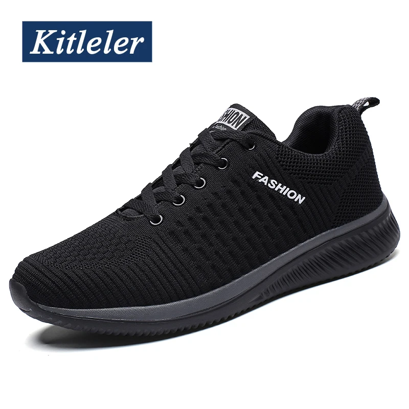 Kitleer/мужская повседневная обувь Flyknit; зимние теннисные туфли; Masculino; мужские туфли-светильник; дышащие кроссовки для прогулок; zapatillas hombre